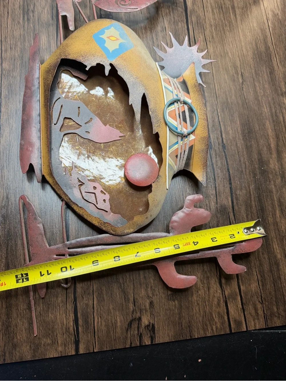 Vintage Southwestern Metal Wall Art - Desert Scene in Rust, Yellow, Blue